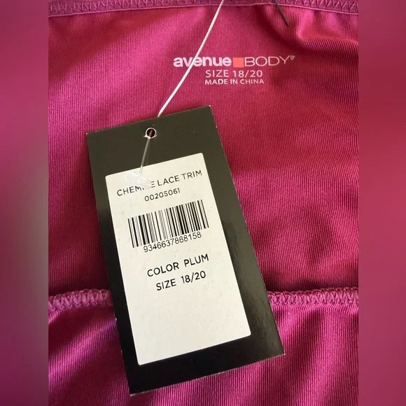 NWT Avenue Lace Trim Chemise size 2X 18/20 Plum Purple - Picture 5 of 5